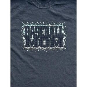 Baseball Mom Spangle 100% Cotton Comfort Colors Graphic Tee Faded Black L